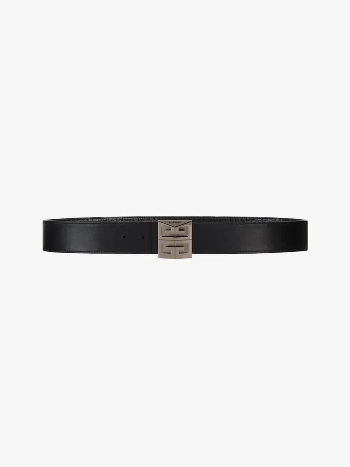 Men Belts Givenchy 4G Reversible Belt In Leather And 4G Coated Canvas Black