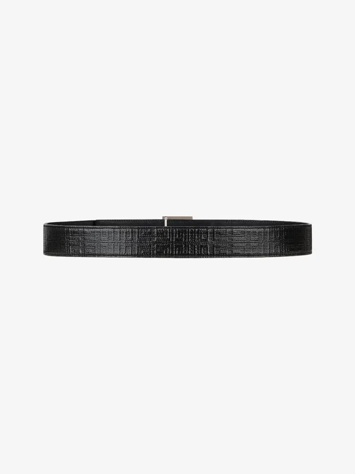 Men Belts Givenchy 4G Reversible Belt In Leather And 4G Coated Canvas Black