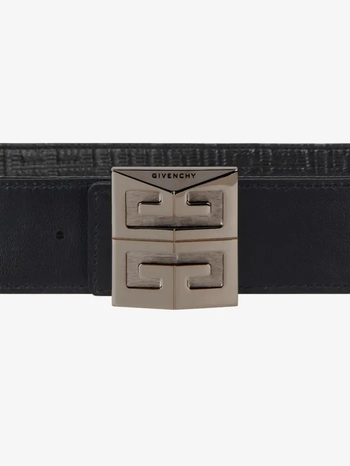 Men Belts Givenchy 4G Reversible Belt In Leather And 4G Coated Canvas Black