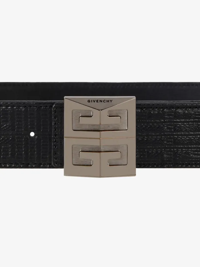 Men Belts Givenchy 4G Reversible Belt In Leather And 4G Coated Canvas Black