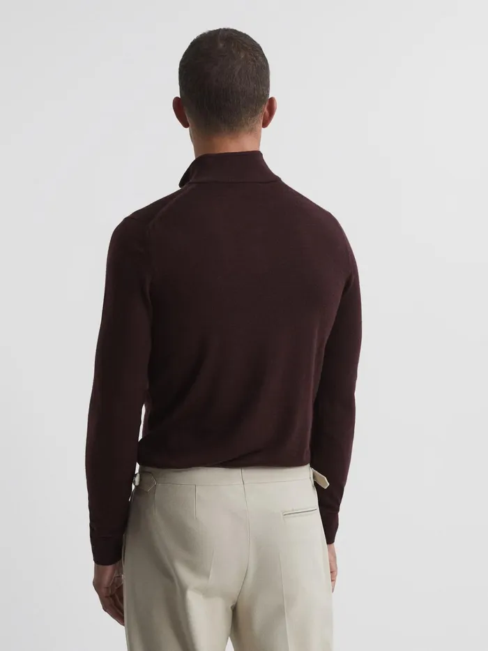 Men Blackhall Merino Wool Zip Neck Jumper Black Reiss Knitwear