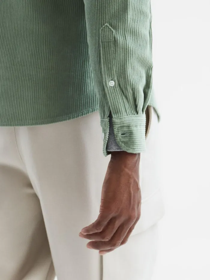 Men Bonucci Corduroy Twin Pocket Overshirt Sage Reiss Shirts