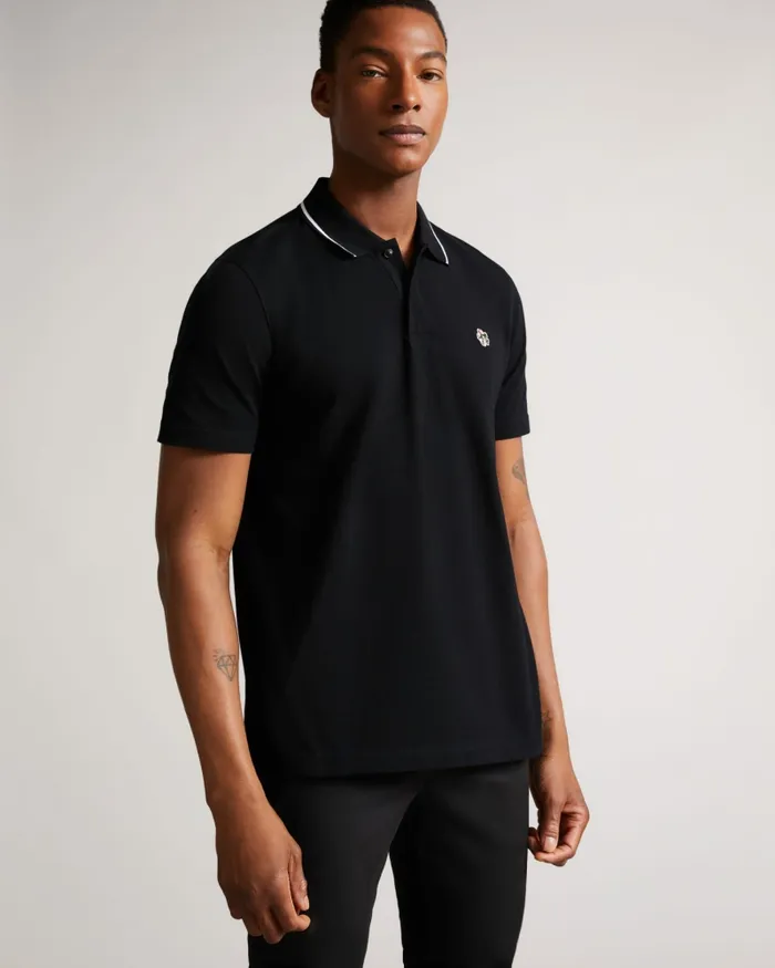 Men CAMDN 8211 Short Sleeve Polo Shirt Black Ted Baker Polo Shirts