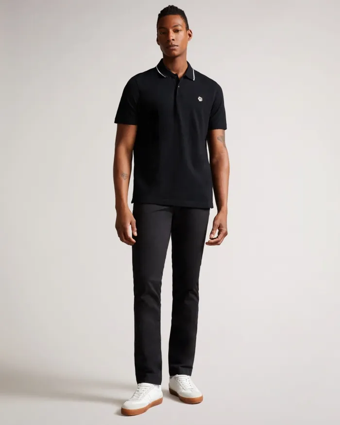 Men CAMDN 8211 Short Sleeve Polo Shirt Black Ted Baker Polo Shirts