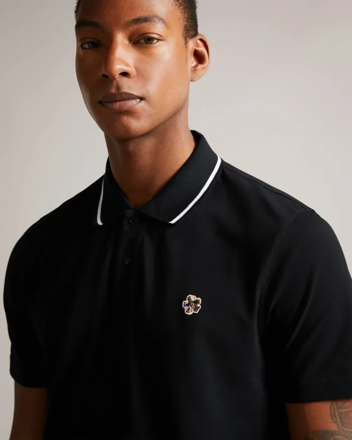 Men CAMDN 8211 Short Sleeve Polo Shirt Black Ted Baker Polo Shirts