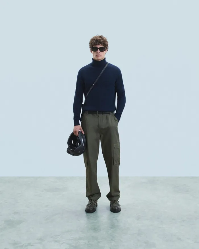 Men Cashmere Sweaters From Future Basic Thick Turtleneck Sweater Navy