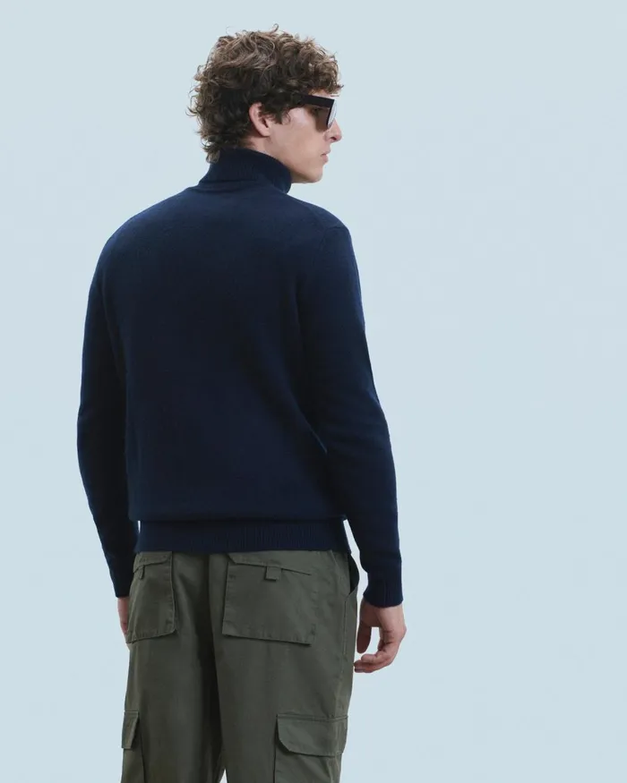 Men Cashmere Sweaters From Future Basic Thick Turtleneck Sweater Navy
