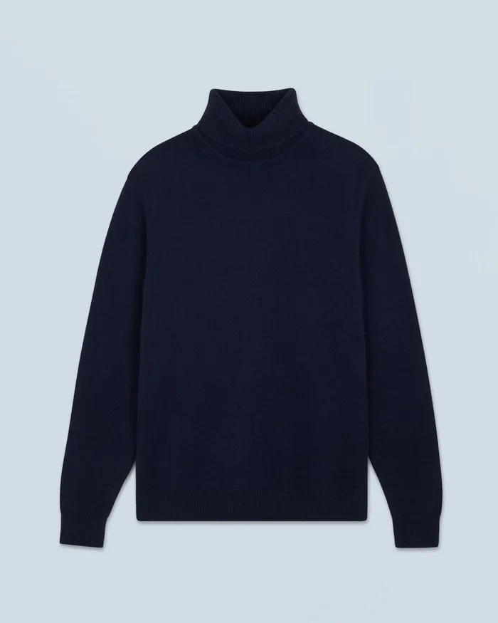 Men Cashmere Sweaters From Future Basic Thick Turtleneck Sweater Navy