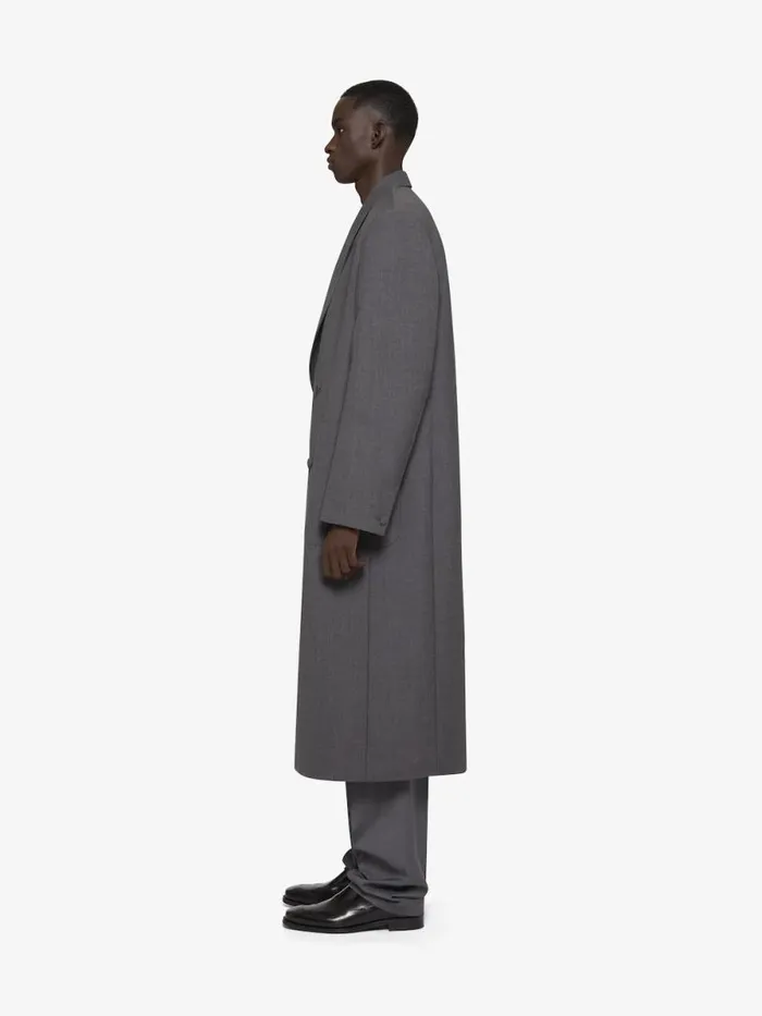 Men Coats and Jackets Givenchy Oversized Double Breasted Coat In Wool Medium Grey
