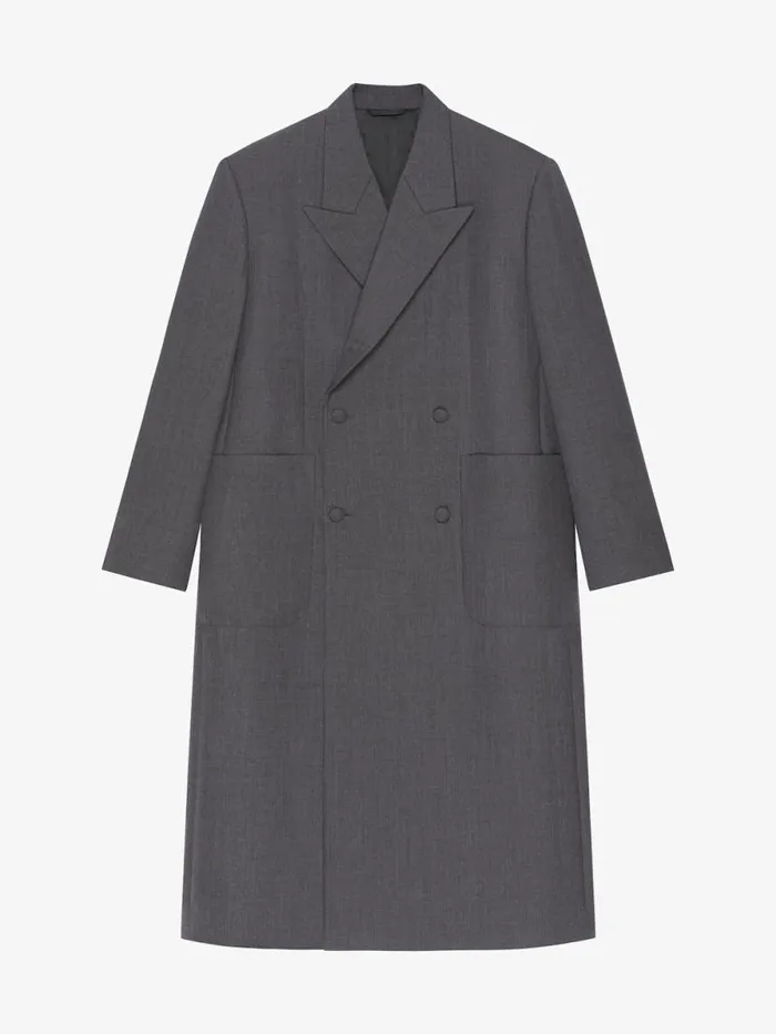 Men Coats and Jackets Givenchy Oversized Double Breasted Coat In Wool Medium Grey