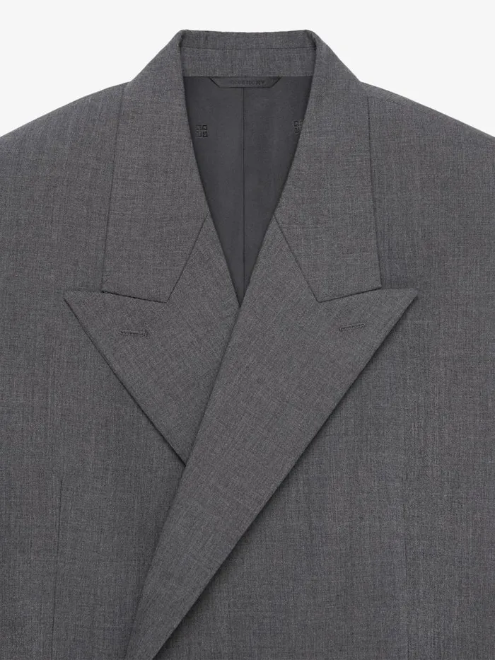 Men Coats and Jackets Givenchy Oversized Double Breasted Coat In Wool Medium Grey