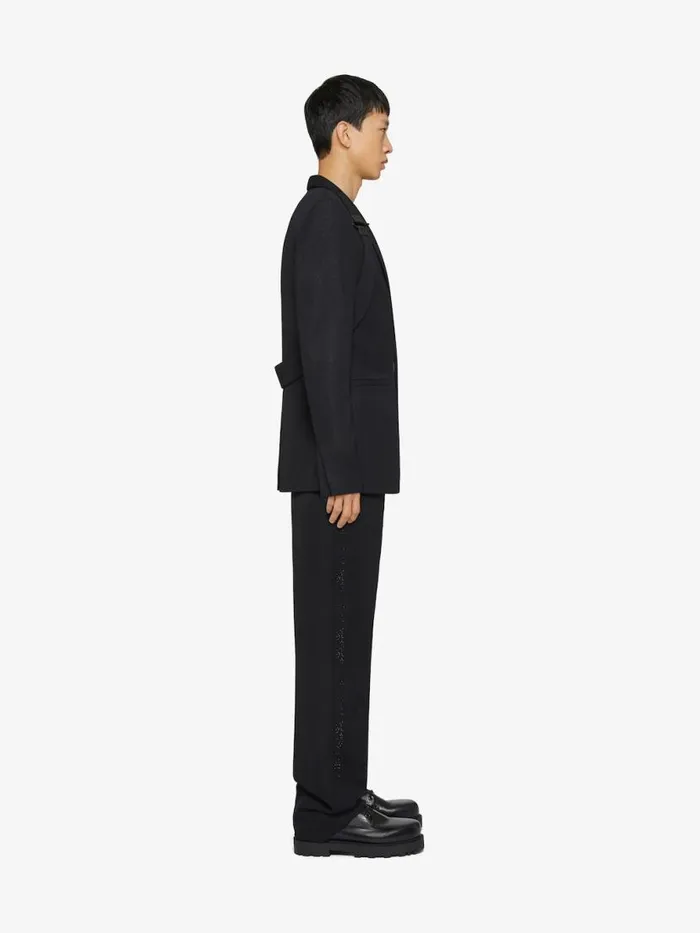 Men Coats and Jackets Givenchy Slim Fit Jacket In Wool And Lurex With ULock Harness Black