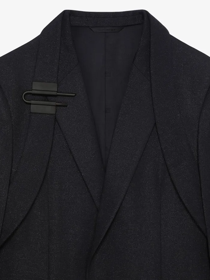 Men Coats and Jackets Givenchy Slim Fit Jacket In Wool And Lurex With ULock Harness Black