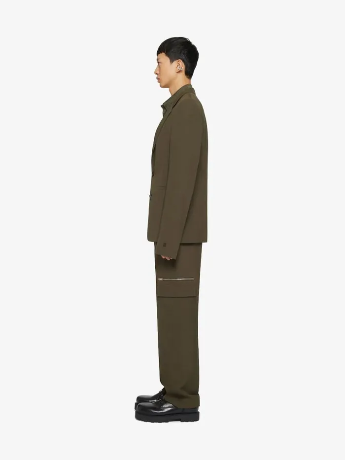 Men Coats and Jackets Givenchy Slim Fit Jacket In Wool With 4G Detail Khaki