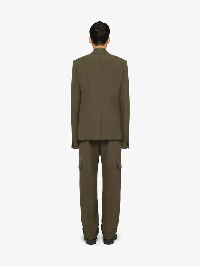Men Coats and Jackets Givenchy Slim Fit Jacket In Wool With 4G Detail Khaki