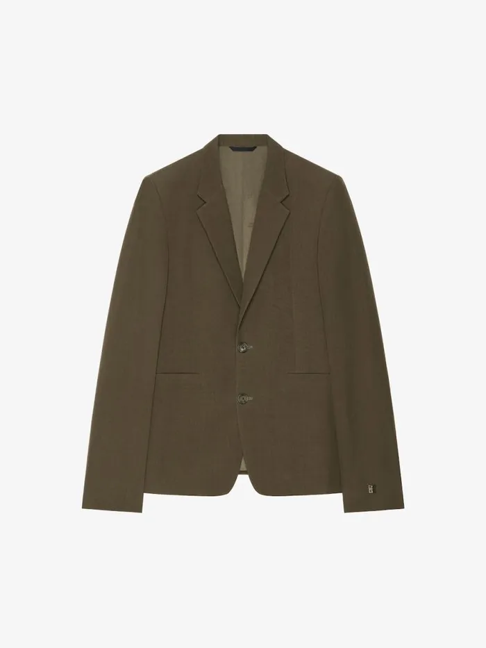 Men Coats and Jackets Givenchy Slim Fit Jacket In Wool With 4G Detail Khaki