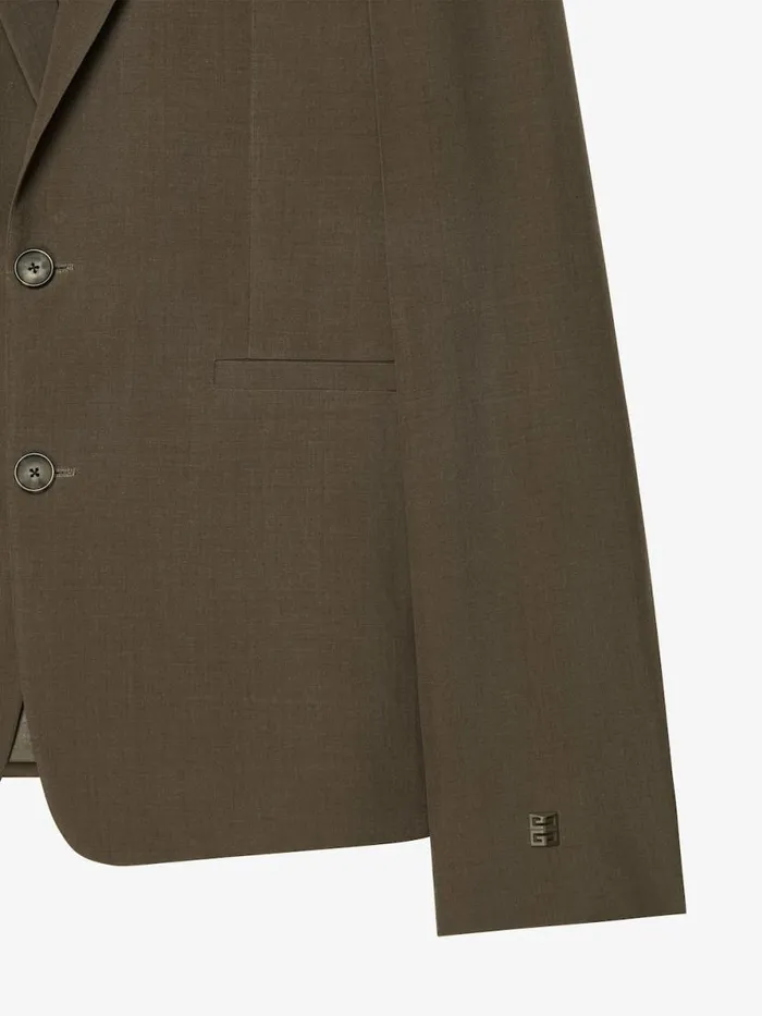 Men Coats and Jackets Givenchy Slim Fit Jacket In Wool With 4G Detail Khaki