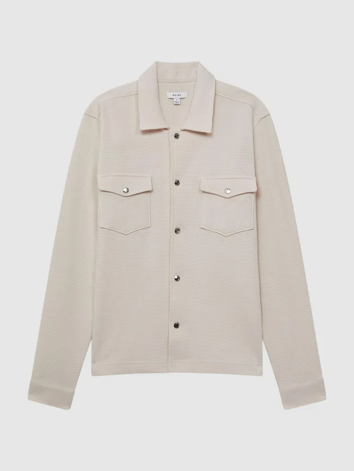 Men Cofax Cotton Twin Pocket Overshirt Ivory Reiss Shirts