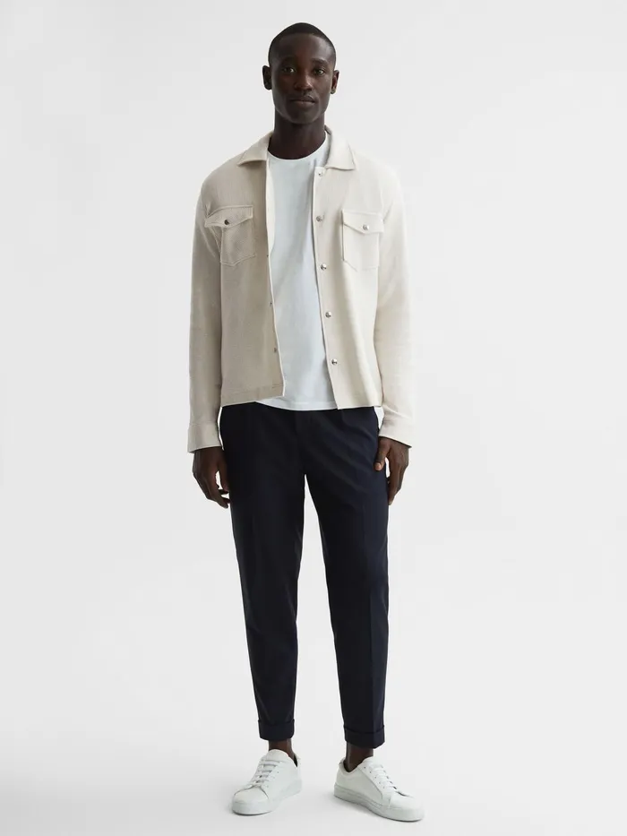 Men Cofax Cotton Twin Pocket Overshirt Ivory Reiss Shirts
