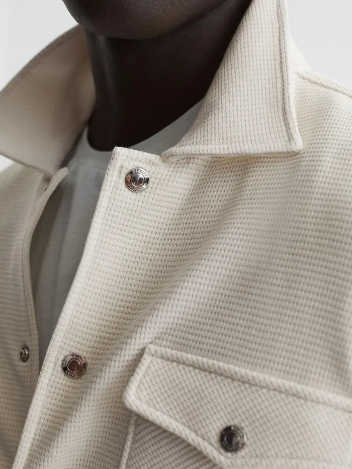 Men Cofax Cotton Twin Pocket Overshirt Ivory Reiss Shirts