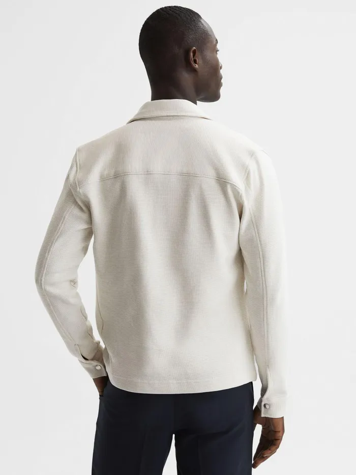 Men Cofax Cotton Twin Pocket Overshirt Ivory Reiss Shirts