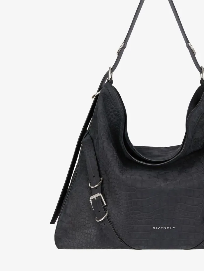 Men Crossbody Bags Givenchy Large Voyou Bag In Crocodile Effect Suede Black Men Crossbody Bags Givenchy Large Voyou Bag In Crocodile Effect Suede Black