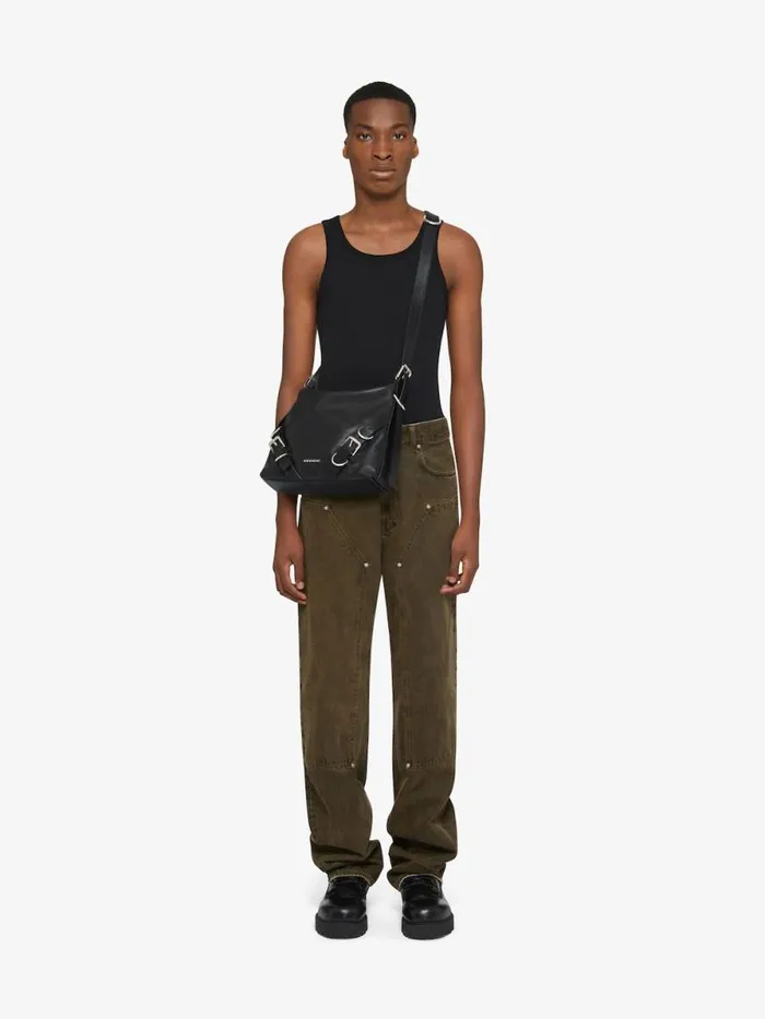 Men Crossbody Bags Givenchy Voyou Crossbody Bag In Grained Leather Black