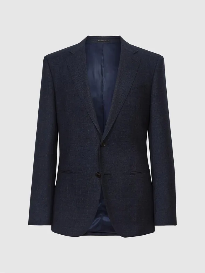 Men Dunn Textured Slim Fit Blazer Navy Reiss Blazers