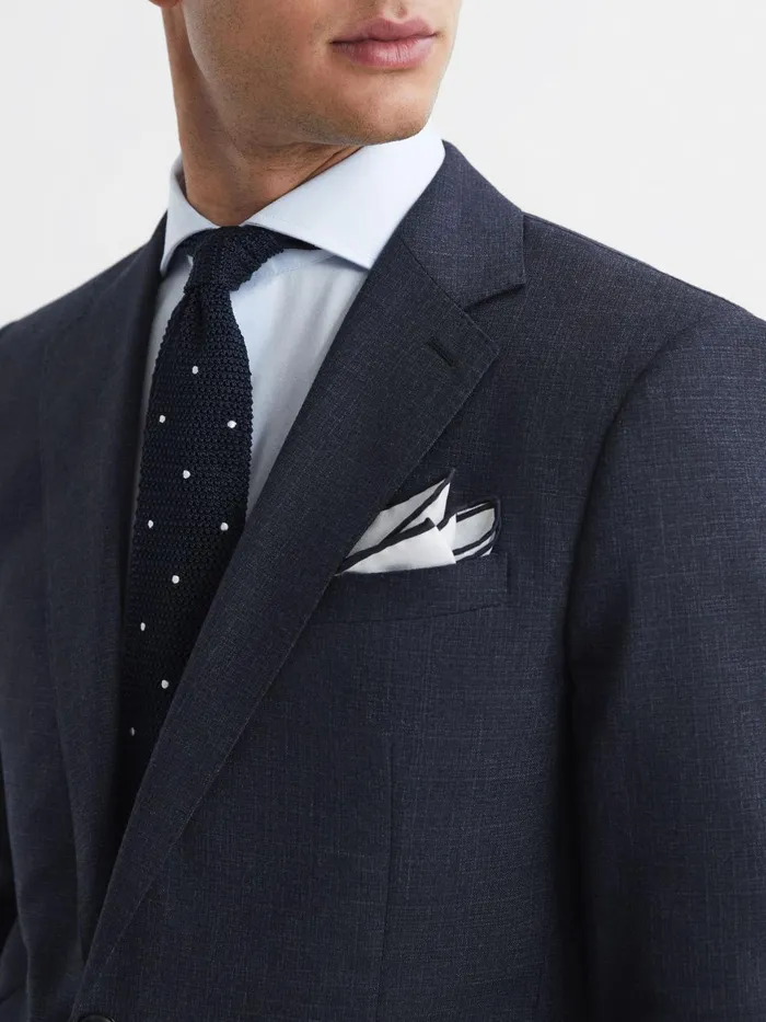 Men Dunn Textured Slim Fit Blazer Navy Reiss Blazers