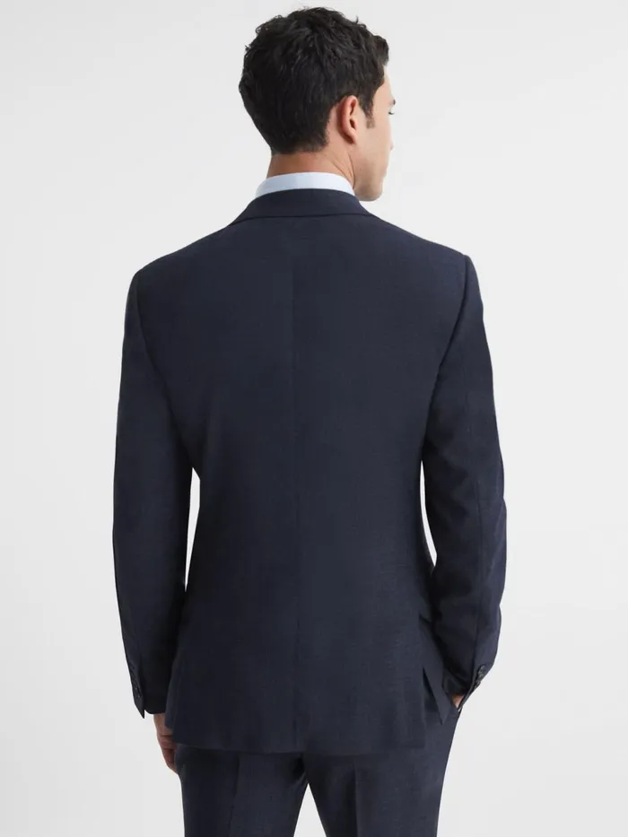 Men Dunn Textured Slim Fit Blazer Navy Reiss Blazers