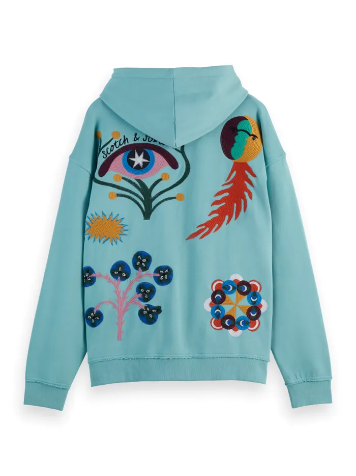 Men EMBROIDERY ARTWORK HOODIE Pacific Blue Scotch and Soda Sweatshirts and Hoodies