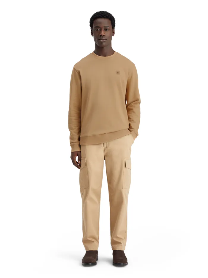 Men Essential Badge Crew Sweat Desert Sand Scotch and Soda Sweatshirts and Hoodies