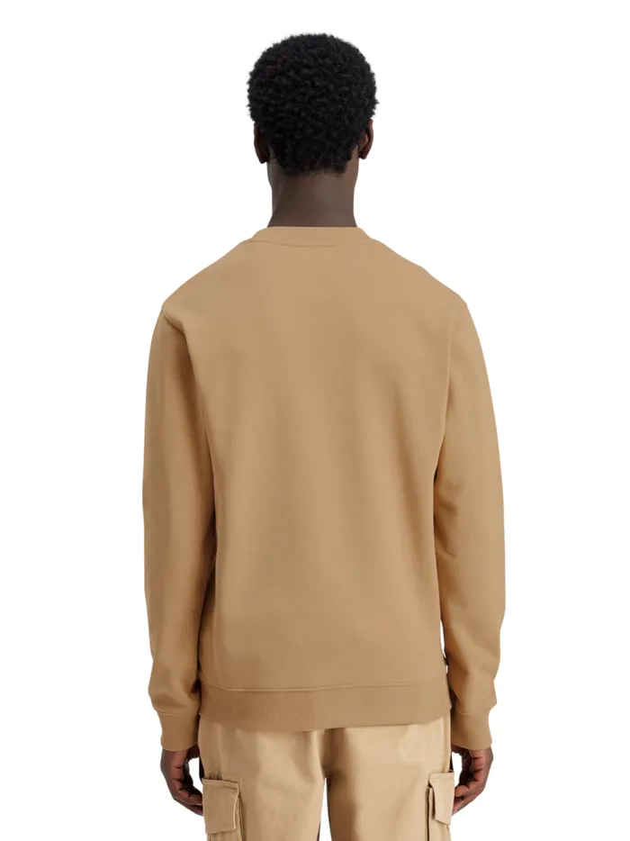 Men Essential Badge Crew Sweat Desert Sand Scotch and Soda Sweatshirts and Hoodies Men Essential Badge Crew Sweat Desert Sand Scotch and Soda Sweatshirts and Hoodies