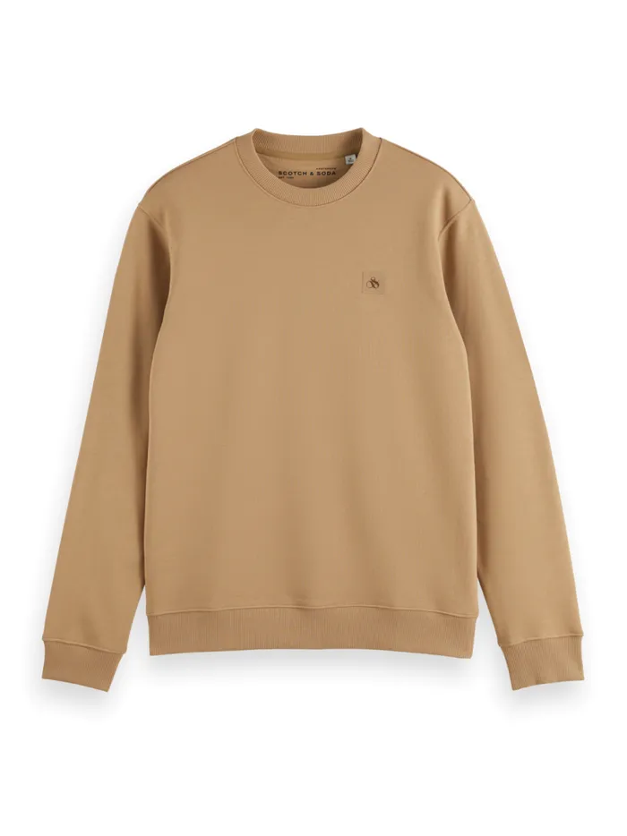 Men Essential Badge Crew Sweat Desert Sand Scotch and Soda Sweatshirts and Hoodies Men Essential Badge Crew Sweat Desert Sand Scotch and Soda Sweatshirts and Hoodies