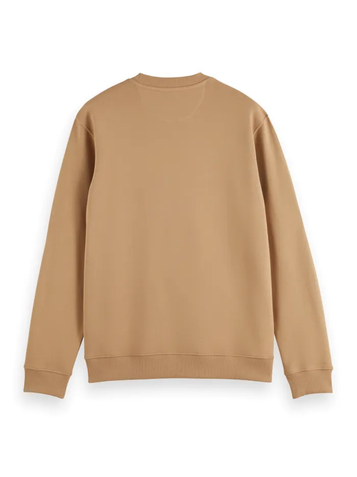 Men Essential Badge Crew Sweat Desert Sand Scotch and Soda Sweatshirts and Hoodies Men Essential Badge Crew Sweat Desert Sand Scotch and Soda Sweatshirts and Hoodies