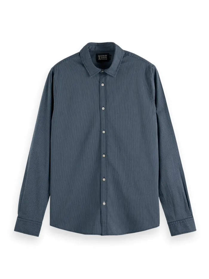 Men Essential Poplin Striped Shirt Night Stripe Scotch and Soda Shirts