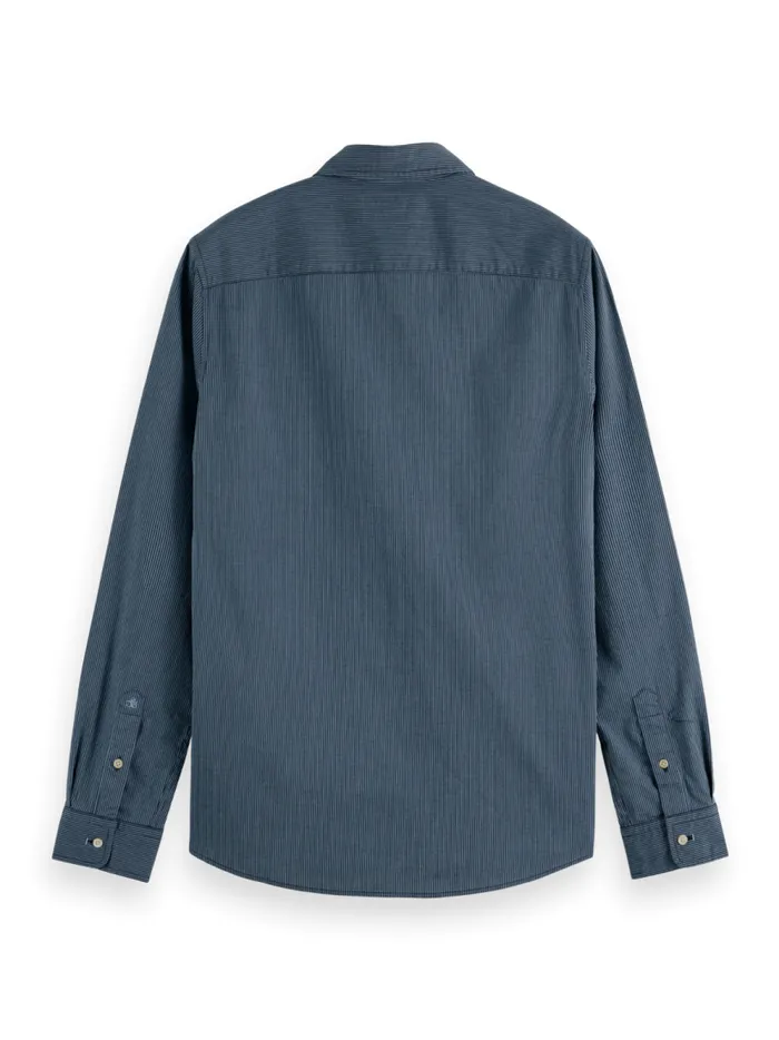 Men Essential Poplin Striped Shirt Night Stripe Scotch and Soda Shirts