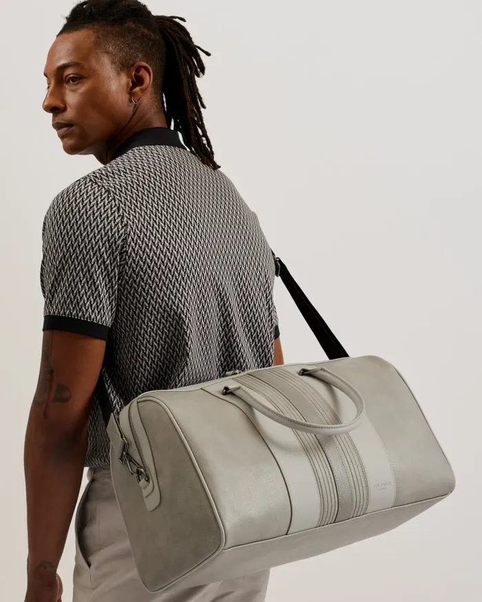 Men EVYDAY 8211 Striped PU Holdall Light Grey Ted Baker Holdalls and Weekend Bags