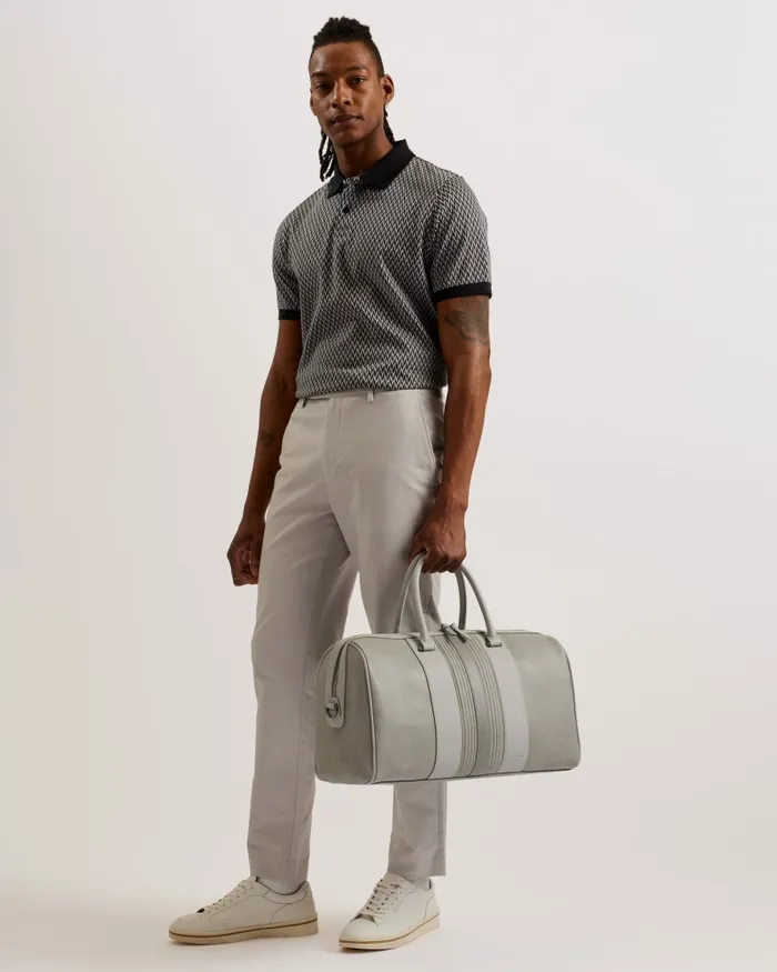 Men EVYDAY 8211 Striped PU Holdall Light Grey Ted Baker Holdalls and Weekend Bags