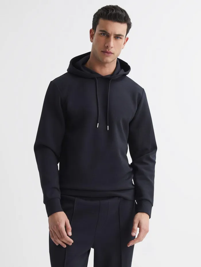 Men Fabien Loungewear Hoodie Navy Reiss Sweats and Hoodies