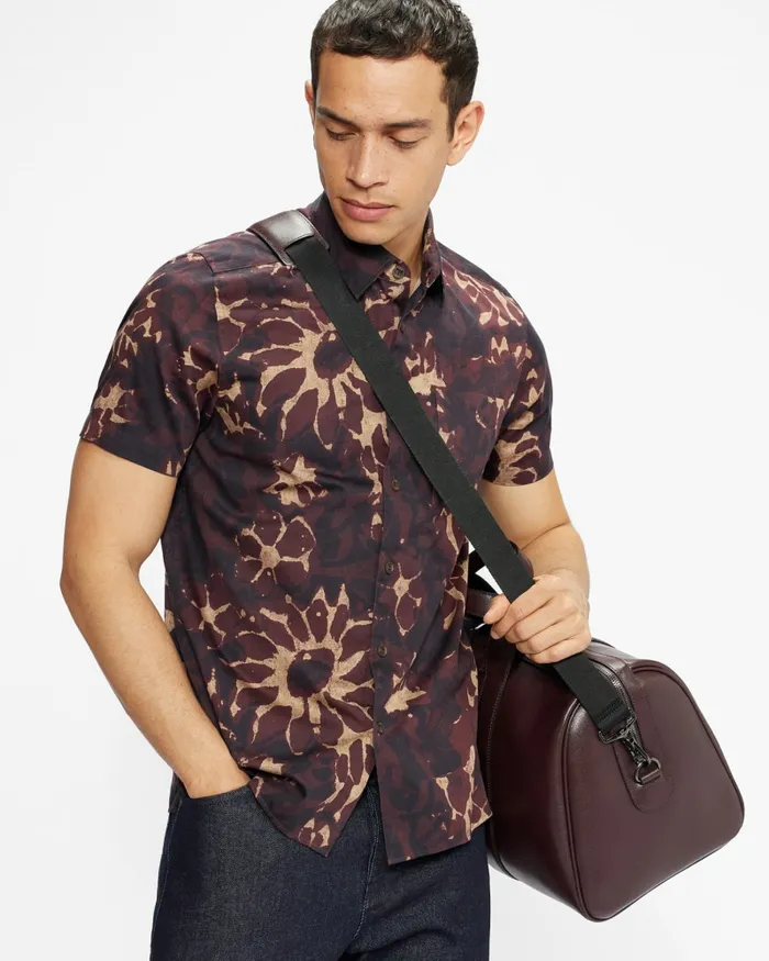 Men FIDICK 8211 Saffiano Leather Holdall Bag Oxblood Ted Baker Holdalls and Weekend Bags