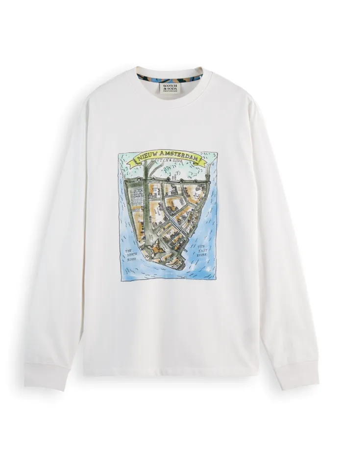Men Front Artwork Relaxed Fit Long Sleeve Tshirt White Scotch and Soda Sweatshirts and Hoodies Men Front Artwork Relaxed Fit Long Sleeve Tshirt White Scotch and Soda Sweatshirts and Hoodies