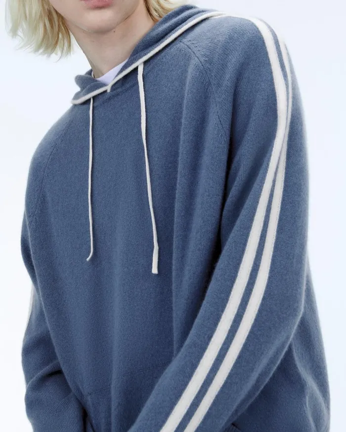 Men Hoodies From Future Striped Hoodie Sweater Storm Blue
