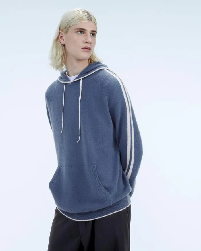 Men Hoodies From Future Striped Hoodie Sweater Storm Blue