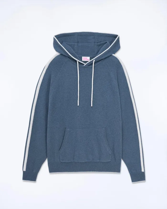 Men Hoodies From Future Striped Hoodie Sweater Storm Blue