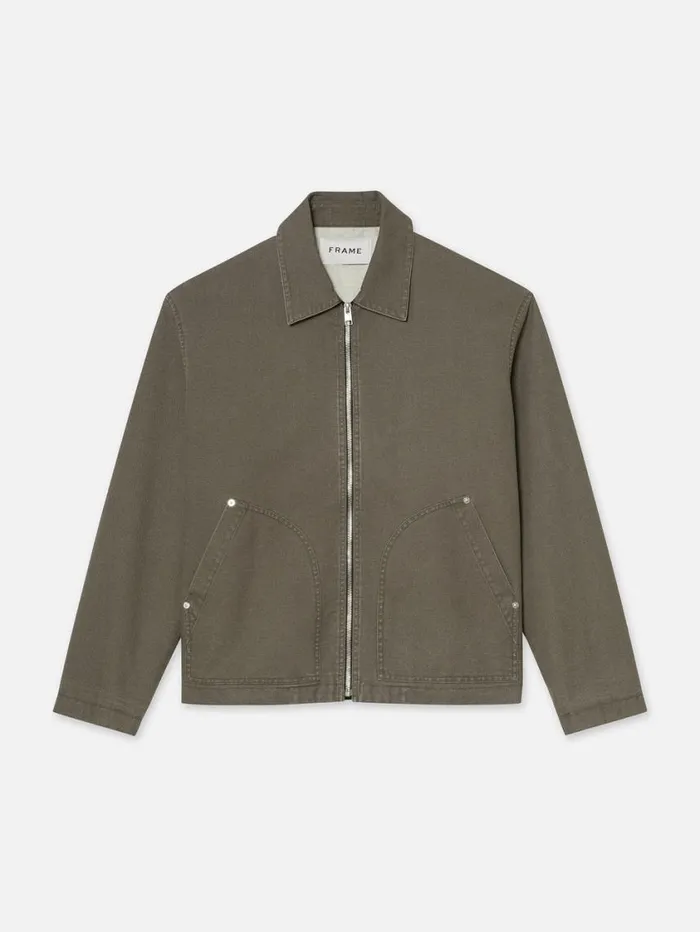 Men Jackets and Coats FRAME Garment Washed Trucker 8212 Olive Green