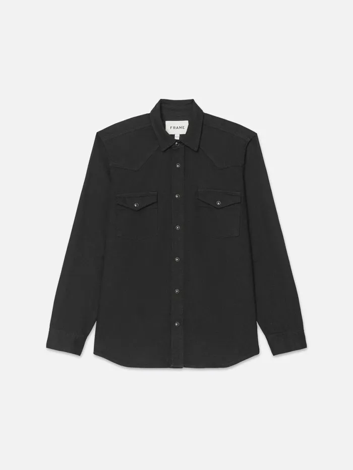 Men Jackets and Shirts FRAME Western Denim Shirt 8212 Black