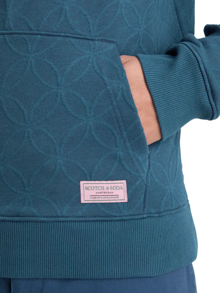 Men JACQUARD TERRY HOODIE Heritage Blue Scotch and Soda Sweatshirts and Hoodies