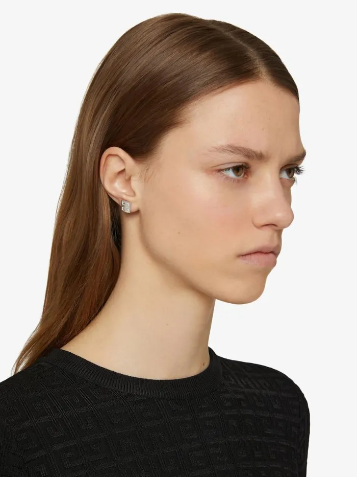 Men Jewelry Givenchy 4G Earrings In Metal Silvery