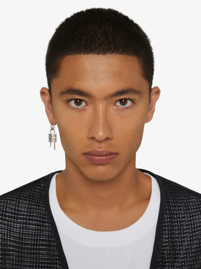 Men Jewelry Givenchy Lock Earring In Metal Silvery Men Jewelry Givenchy Lock Earring In Metal Silvery